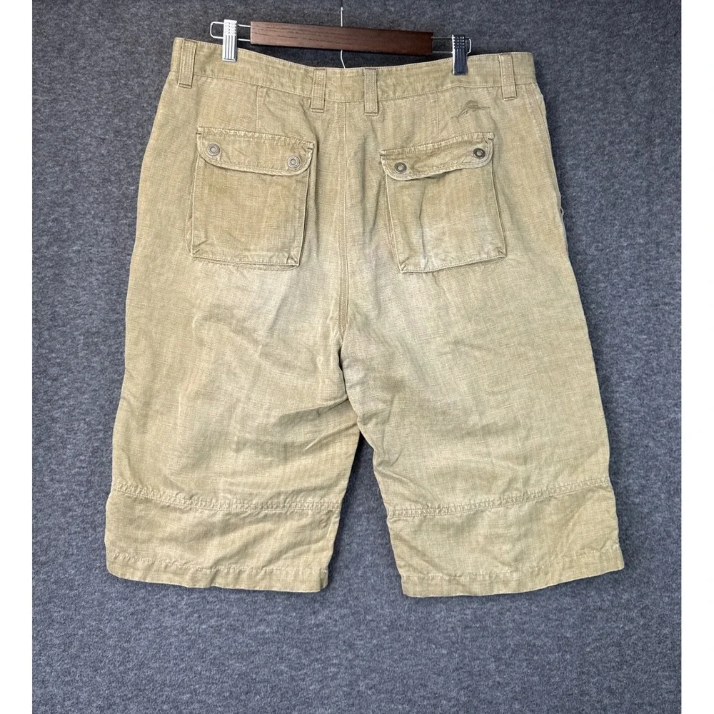 Tommy Bahama Mens 36 Linen‎ Silk Bermuda Shorts Tan Relaxed Summer Beach Bar EUC